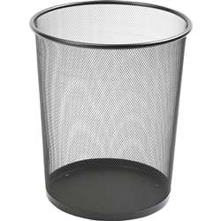 Lorell Black Steel Mesh Round Waste Bin - LLR52770