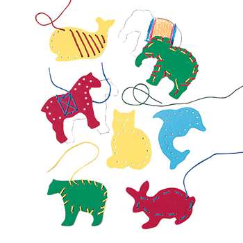 Lacing & Tracing Animals 7/Pk Ages 3-7 By Lauri