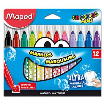 Broad Tip Markers 12 Color Set Ultra Washable, MAP846049