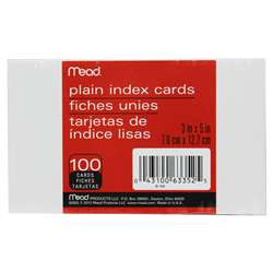Cards Index Plain 3" X 5" 100 Ct By Mead Products