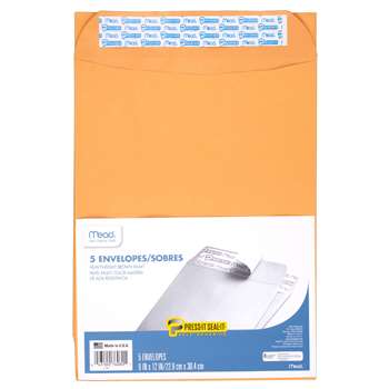 Mead Press It Seal It 5Ct 9 X 12 Envelopes By Mead Products