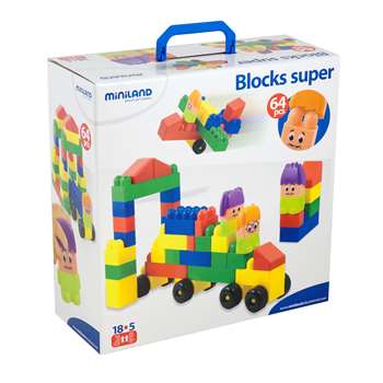 Blocks Super 64 Pcs By Miniland Educational
