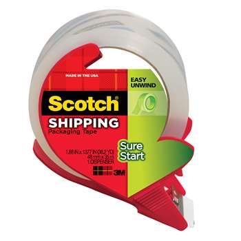 Scotch Sure Start Shipping Packing Tape With Dispenser 1.88 X 38.2 Yd By 3M