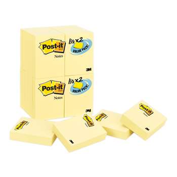 Post-It Notes Value Pk 24 Pads Canary Yellow 1 1/2 X 2 By 3M