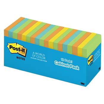 Post-It Notes In Cabinet Packs 3X3 Neon Colors 18 Pads By 3M