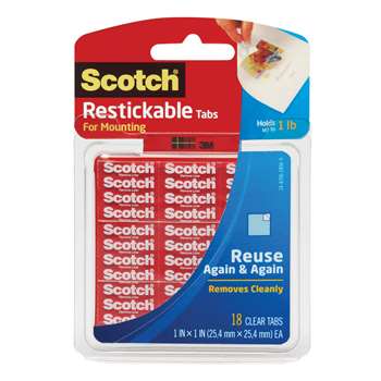 Scotch Restickable Tabs 1 X 1 In 18 Squares By 3M