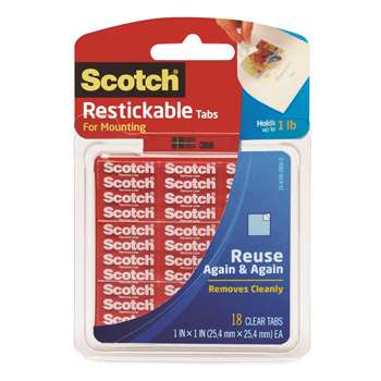Scotch Restickable Tabs 1X1&quot; 18 Squares Per Pack , MMMR100BN