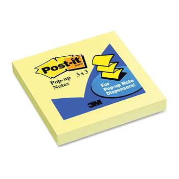 Pop Up Note Refills 3X3 Canary Yellow By 3M