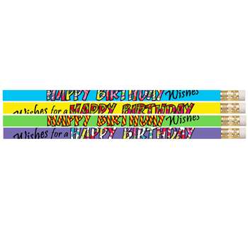 12 Pack Happy Birthday Wishes Pencil, MUS2217D