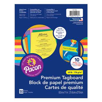 Premium Tagboard Assrtmnt 85X11&quot; Brights Assrtd 1, PAC101164
