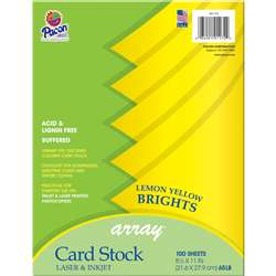 Array Card Stock Brights Lemon Yellow By Pacon