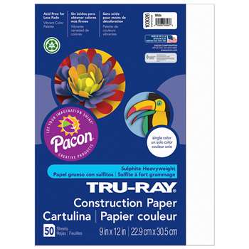 Tru-Ray Construction Paper 9 X 12 White By Pacon
