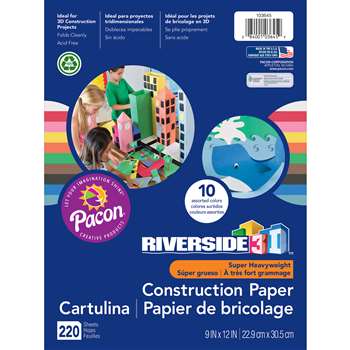 3D Construction Paper Ast Colors 9x12, PAC103645