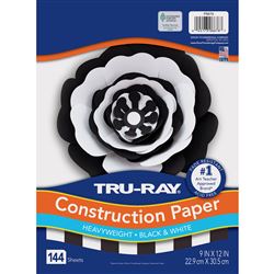 Construct Paper Blk & Wht 144 Shts Tru-Ray 9Inx12I, PAC6676