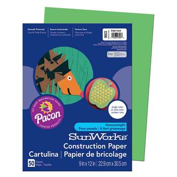 Sunworks 9X12 Bright Green 50Shts Construction Paper By Pacon