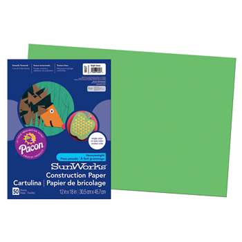 Sunworks 12X18 Bright Green 50Ct Construction Paper By Pacon