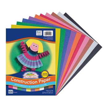 Construction Paper 10 Colors 9X12 500 Sheets, PACCON01500
