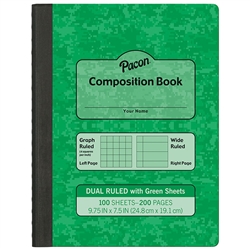 GREEN DUAL RULED COMPOSITION BOOK - PACMMK37162