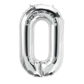 16&quot; Foil Balloon Silver Number 0, PBN59081
