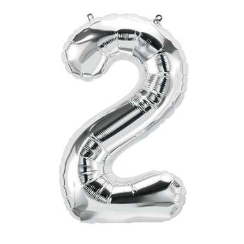 16&quot; Foil Balloon Silver Number 2, PBN59085