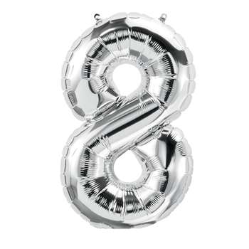 16&quot; Foil Balloon Silver Number 8, PBN59097