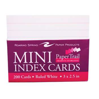 Mini Trayed Index Cards White, ROA28041