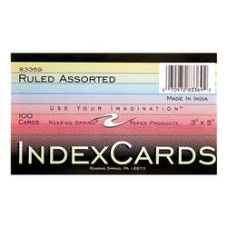 Index Cards 3X5 Ruled Assrtd Colors, ROA83369