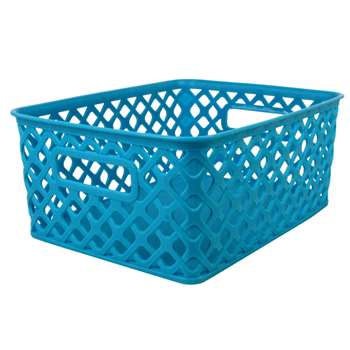 Small Turquoise Woven Basket, ROM74008