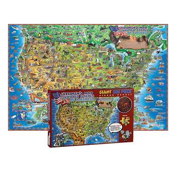 500 Pc Dinos Childrens Us Map Jigsaw Puzzle United, RWPDP002