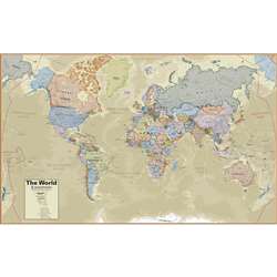 Boardroom Series World Wall Map Hemispheres Lamina, RWPHM03