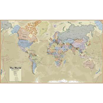 Boardroom Series World Wall Map Hemispheres Lamina, RWPHM03
