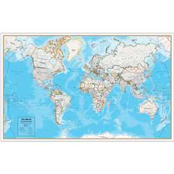 Contemp Laminated Wall Map World Hemispheres, RWPHM08
