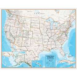 Laminated Wall Map United States Hemispheres Conte, RWPHM09