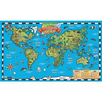 Kids World Map Intractve Wall Chart With Free App, RWPWC04