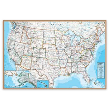 Contemporary USA 24X36&quot; Wall Map Laminated, RWPWG15