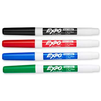 Expo2 Low Odor Dry Erase 4 Color Marker Set Fine Tip By Newell