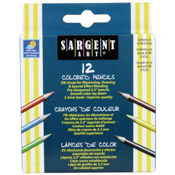 Sargent Art Half-Sized Colored Pencils 12 Color Set By Sargent Art