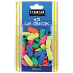 40Ct Assorted Color Cap Eraser, SAR361015