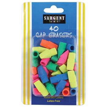 40Ct Assorted Color Cap Eraser, SAR361015