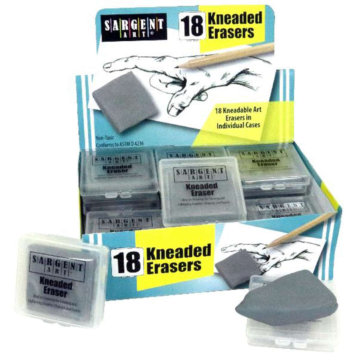 Kneaded Art Erasers single, with case, assorted (pack of 18