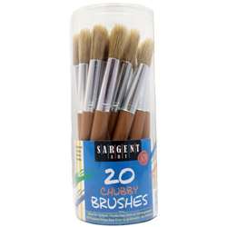 20Ct Jumbo Brushes Wooden Handles In Canister By Sargent Art