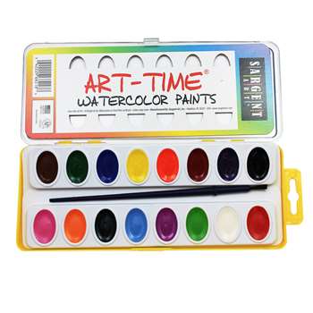 16 Art Time Semi Moist Colors W/ Brush By Sargent Art