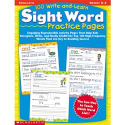 100 Write And Learn Sight Word Practice Pages By Scholastic Books Trade