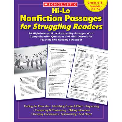 Hi-Lo Nonfiction Passages Gr 6-8 For Struggling Readers By Scholastic Books Trade