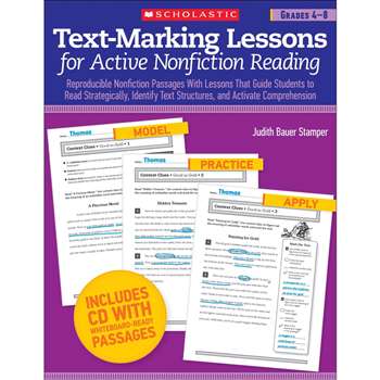 Text Marking Lessons For Active Non Fiction Reading Gr 4-8 By Scholastic Books Trade