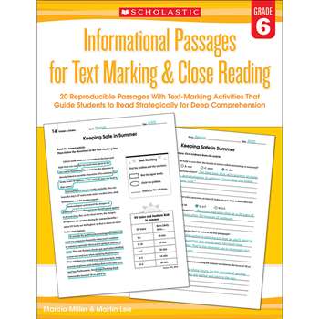 Gr 6 Informational Passages For Text Marking & Clo, SC-579383