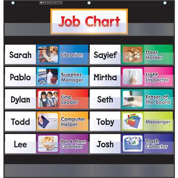 Pocket Chart Class Jobs Black, SC-583864