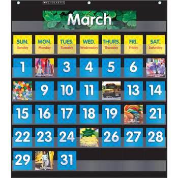 Pocket Chart Monthly Calendar Black, SC-583866