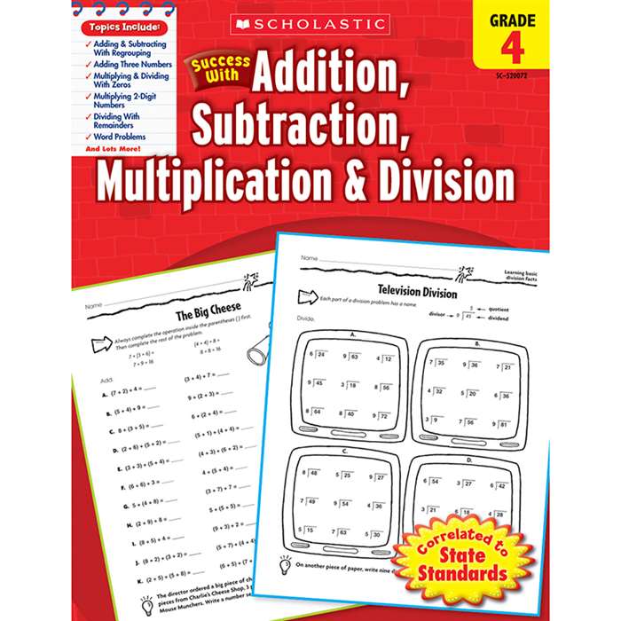 Scholastic Success Gr 4 Addition Subtraction Multiplication Division By Scholastic Books Trade