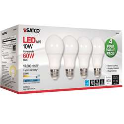 Satco 10W A19 LED 5000K Light Bulbs - SDNS28563